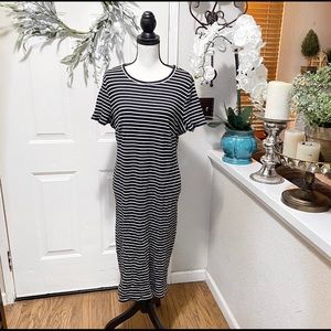 ELOQUII Black With White Stripes Plus Size Dress